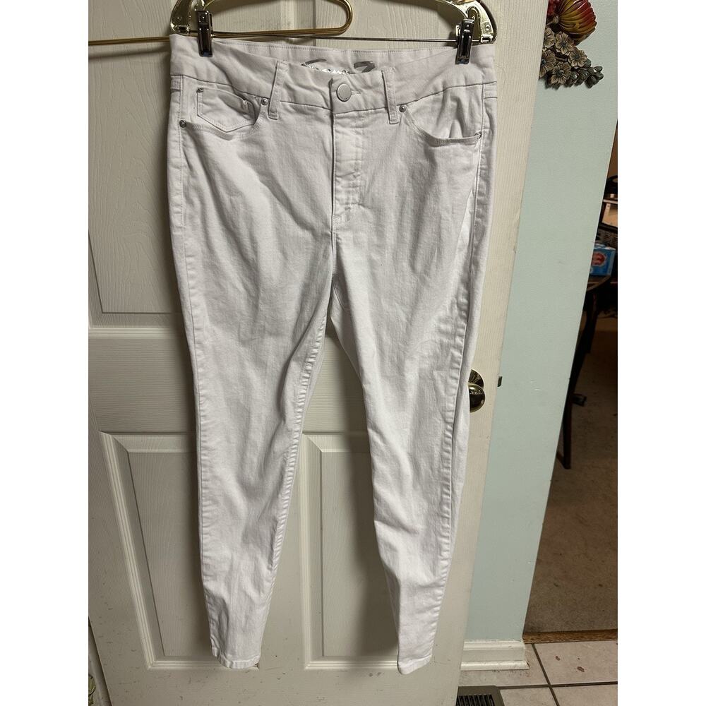Seven 7 for all Mankind Women Straight Leg Stretch White Jeans Size 14 34x29